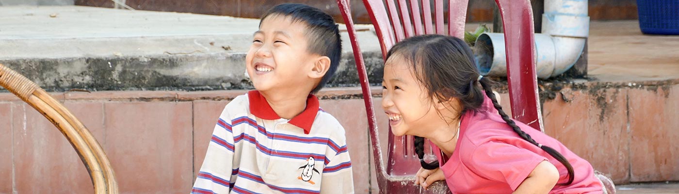 Playing children in Laos