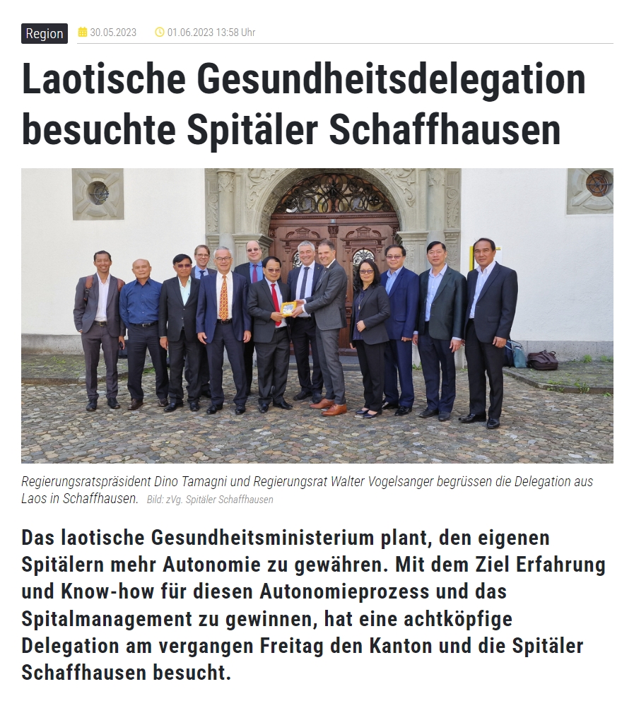 Laotische Gesundheitsdelegation besuchte Spitäler Schaffhausen (Artikel)